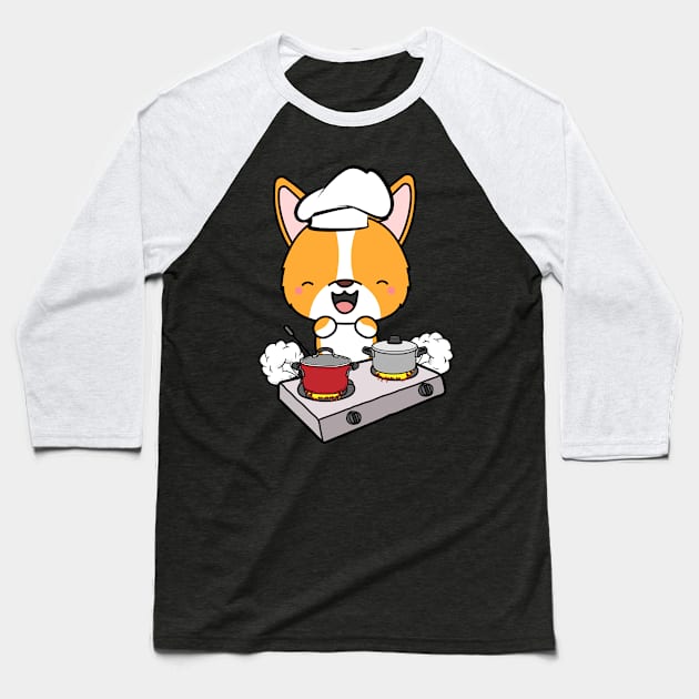 Funny corgi is cooking Baseball T-Shirt by Pet Station